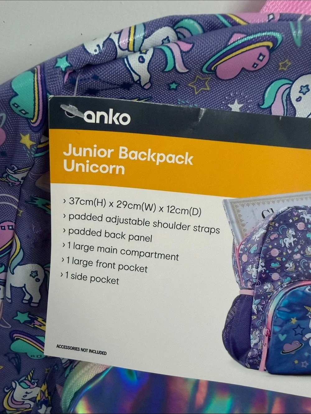 Unicorn Junior Backpack with Pink Straps
